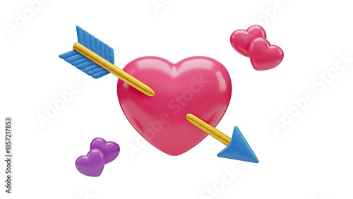Heart with Arrow Cupid on transparent background