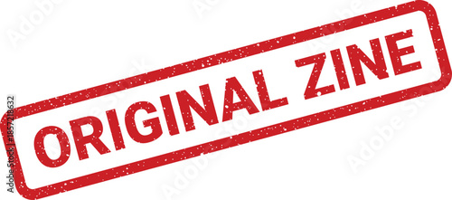 Textured rubber stamp mark with ORIGINAL ZINE text, representing unique self published creative content