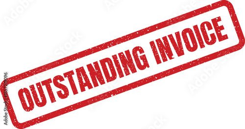 Vintage style rubber stamp with Outstanding Invoice text for financial transaction notices and reminders