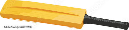 Yellow cricket bat vector illustration isolated on white background for sports equipment, games, training, and athletic design use