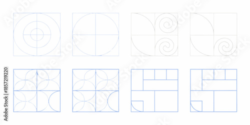 Geometric designs and patterns evolving through a series of square frames