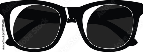 Classic black sunglasses vector illustration with glossy lenses isolated on white background for fashion and summer design