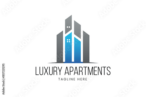 Luxury Apartments Modern Real Estate Skyscraper Vector logo template