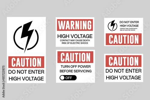 High Voltage Electrical Safety Warning Signs Collection