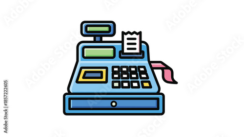 Vibrant cash register with receipt printing in action, Generative AI.