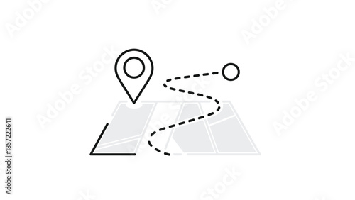 Navigation route planning with map and location pin, Generative AI.