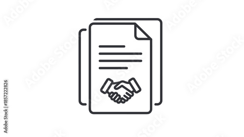 Business partnership handshake on contract document, Generative AI.