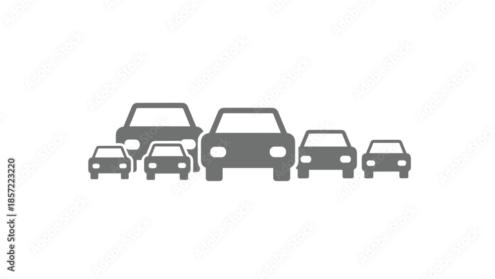 Naklejka premium Row of modern cars in various sizes on white background, Generative AI.