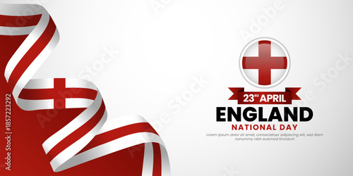England national day banner background design element with waving ribbon flag