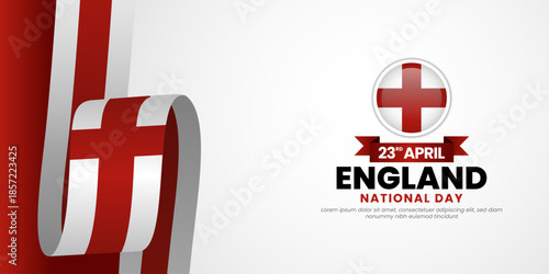 English waving ribbon flag for England st george's day banner design
