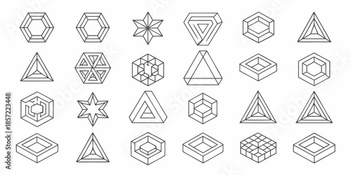 Optical illusions of geometric shapes a collection of intriguing line drawings