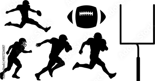 American Football Silhouette Collection Action Figures and Goal Post