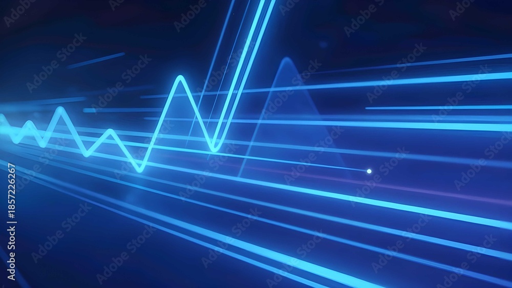Naklejka premium Dynamic abstract background of luminous blue streaks creating fast movement