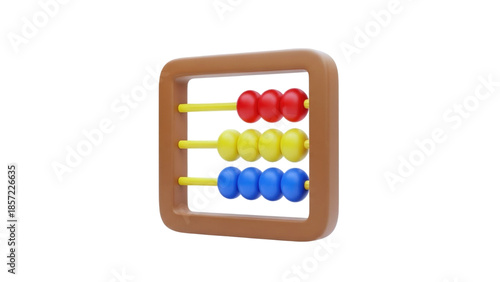 3D Children's Abacus Toy on transparent background