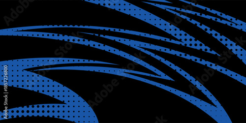 sports background, banner design in blue and black with pointed shapes and empty space. brush stroke pattern. vector modern.
