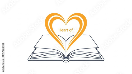 Heart shaped book symbol with love and learning concept