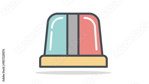 Cartoon illustration of a bi-color police siren light on white background, concept for emergency alert system , security notification and public safety design