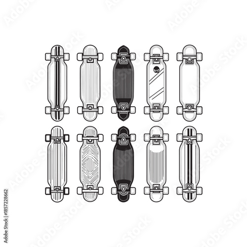 Longboard icon line art sports gear