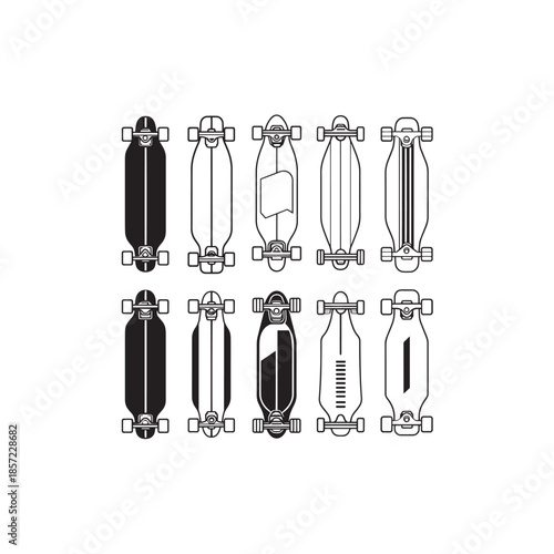 Longboard icon line art sports gear