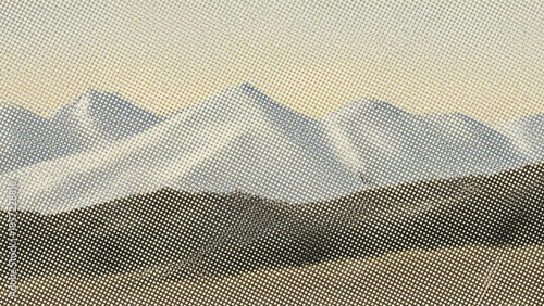 Snow-Capped Mountains Landscape with Rolling Hills and Clear Sky