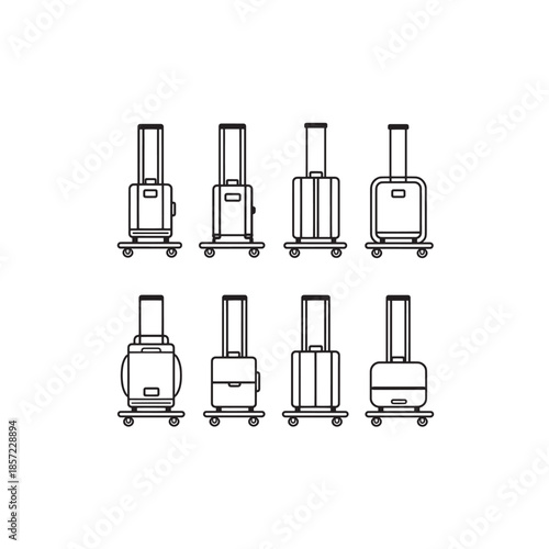 Luggage trolley icon line art travel equipment
