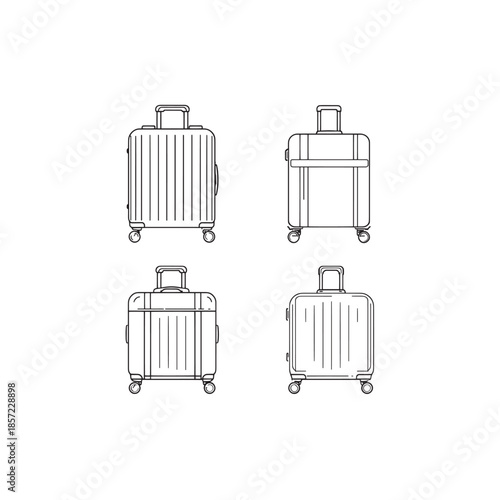 Luggage trolley icon line art travel equipment