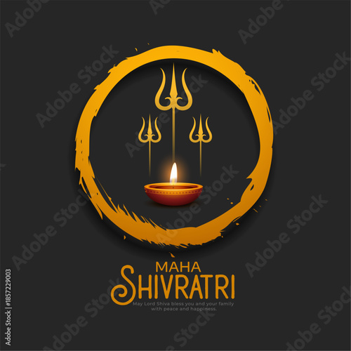 golden trishul and glowing diya for maha shivratri background