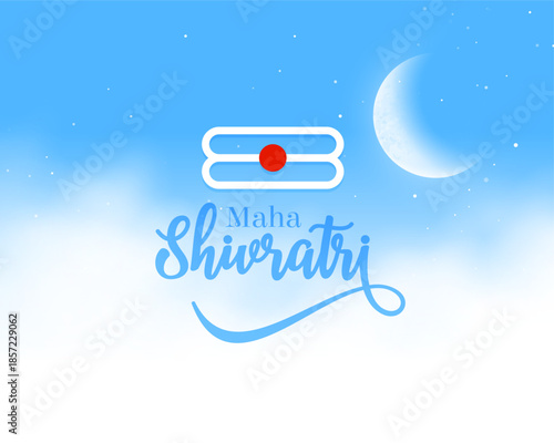 happy maha shivratri festive card with crescent moon and tilak