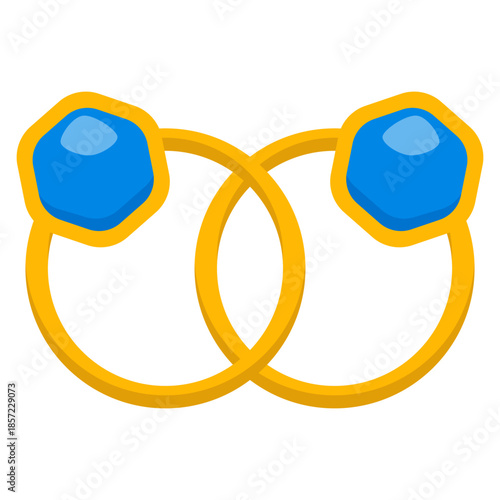 Interlocking Rings with Blue Gemstones