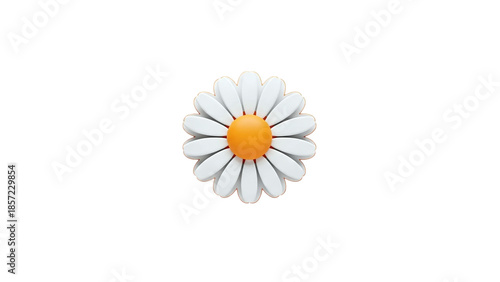 3D Stylized Daisy Flower Icon on transparent background