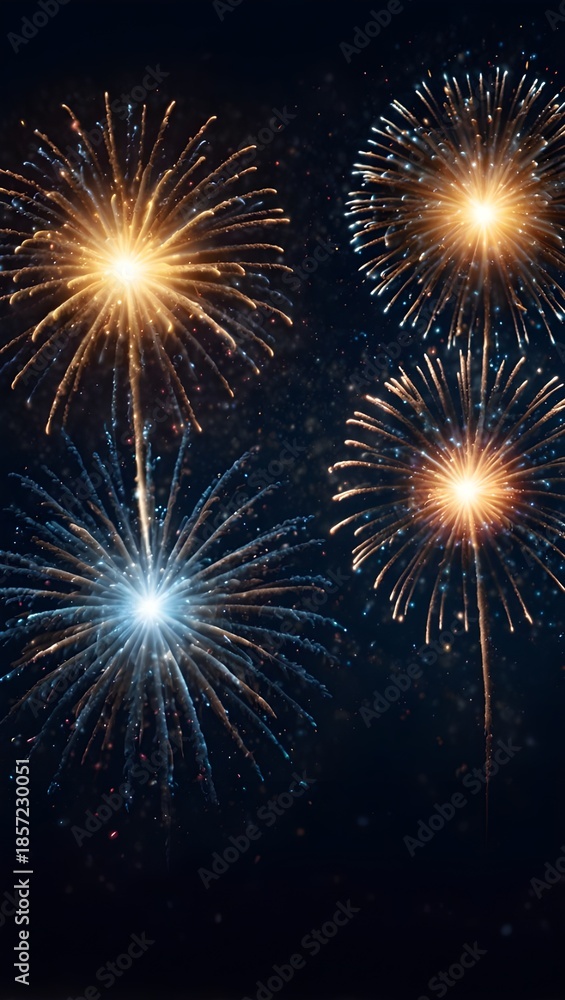 Fototapeta premium Panoramic New Year’s Eve Fireworks Banner Background