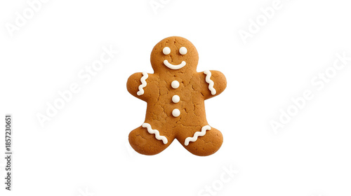 Gingerbread Man Cookie Isolated on Black Background, Christmas Holiday Treat