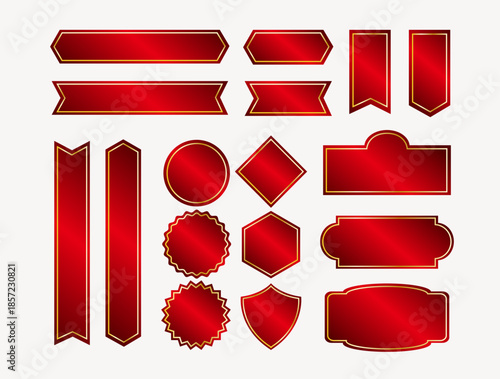 グラデーション赤の帯とタグ