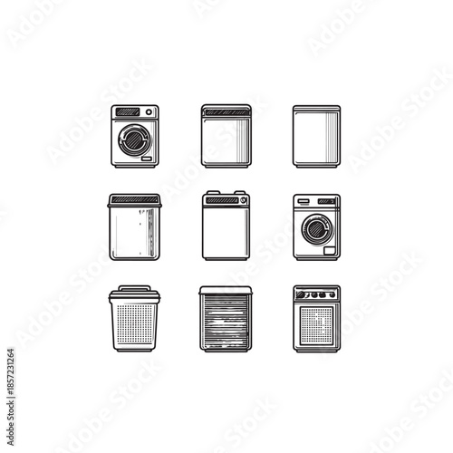 Linen Hamper icon line art household item