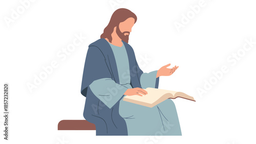 spiritual christian figure in robe praying and meditating.