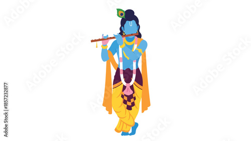 Krishna figure illustration Playing Deity in Yellow Garments.