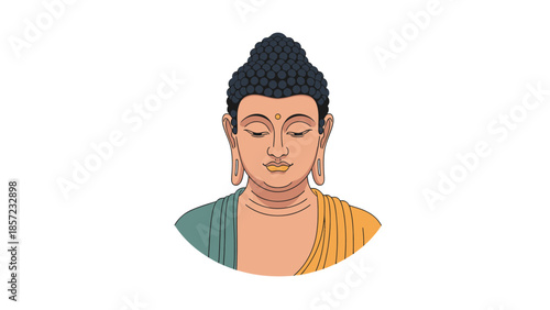 Buddha statue head meditating serene figure artwork.