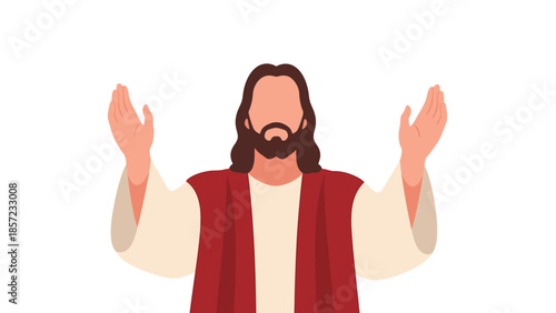 Christian figure illustration With Outstretched Hands Illustration.