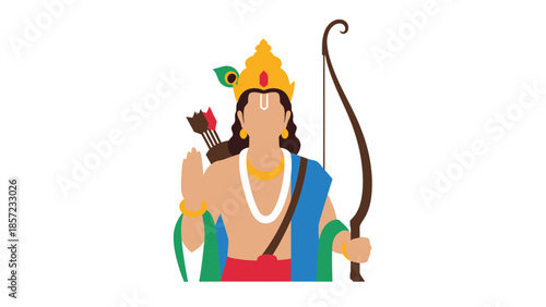 Krishna the child deity with flute and crown.