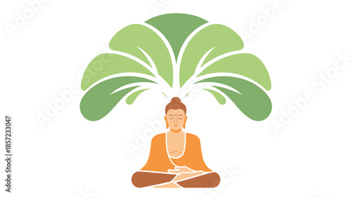 Meditating Buddha statue in orange robes 2.