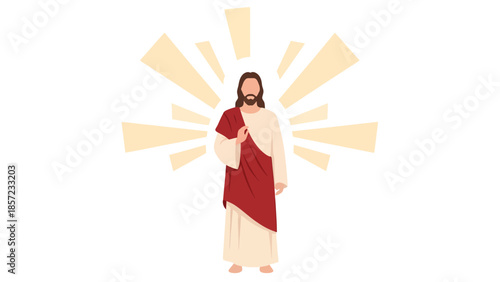 Religious Jesus Portrait with Radiant Halo and Robe.