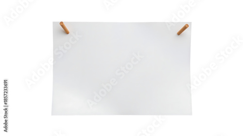 Blank Whiteboard with Wooden Clips