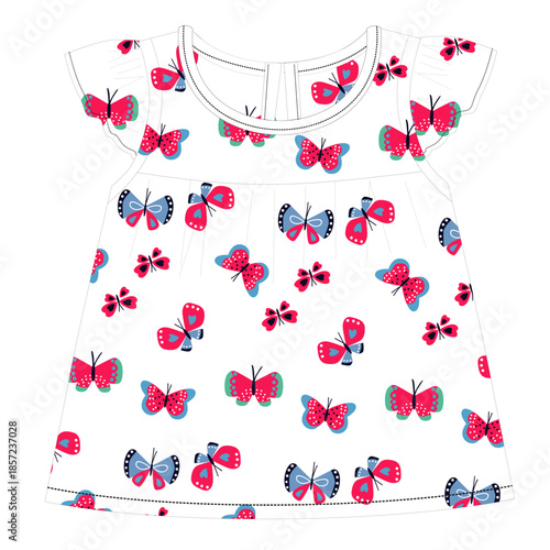 GIRLS BABY BUTTERFLY  PRINT VECTOR.ai