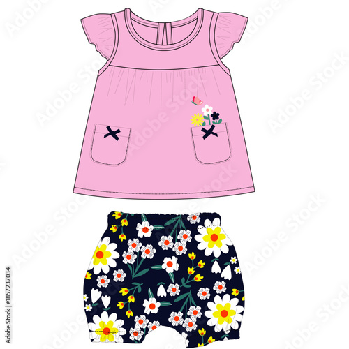 GIRLS FROCK WITH BLOOMER FLOWER PRINT 