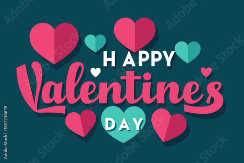 Happy valentine s day greeting card with hearts