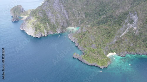The aerial view of Bacuit Bay in the Philippines
