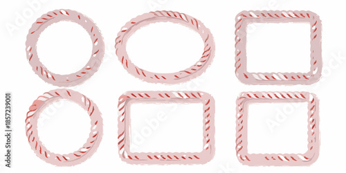 A collection of pink and white twisted rope shapes circles and squares