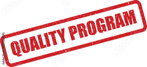 A textured rubber stamp illustration displaying the words quality program with grunge effect for business assurance purposes