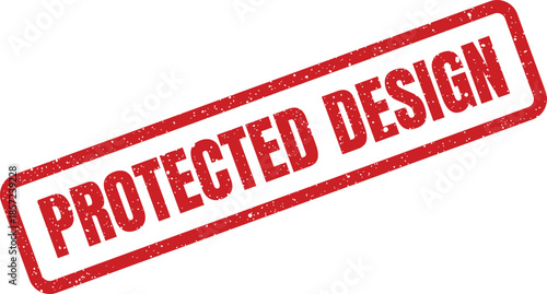 A textured style rubber stamp showing Protected Design text, essential for safeguarding intellectual property rights