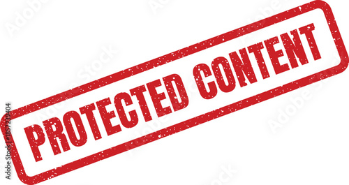 A weathered effect rubber stamp prominently featuring Protected Content text for digital media and intellectual property